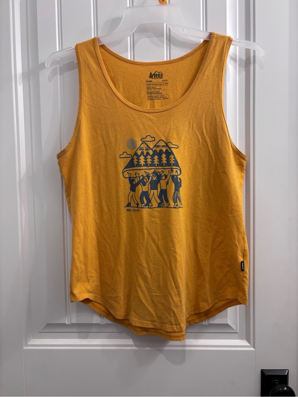 REI Mustard Yellow Graphic Tank Top